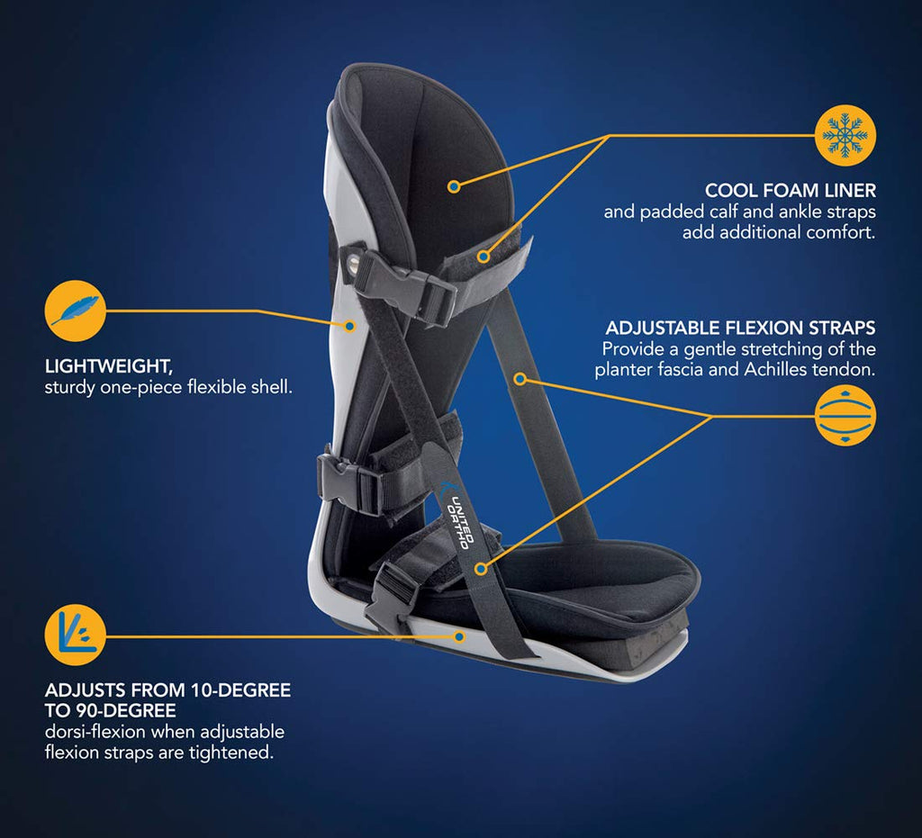 United Ortho Plantar Fasciitis Adjustable Leg Support Brace Night Splint

