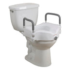 Drive Medical 2-in-1 Raised Toilet Seat with Removable Padded Arms, 5in Lift, Locking
