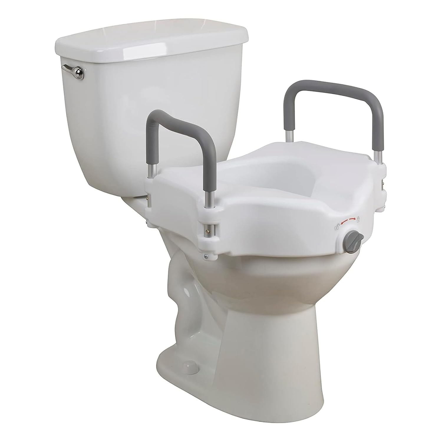 Drive Medical 2-in-1 Raised Toilet Seat with Removable Padded Arms, 5in Lift, Locking