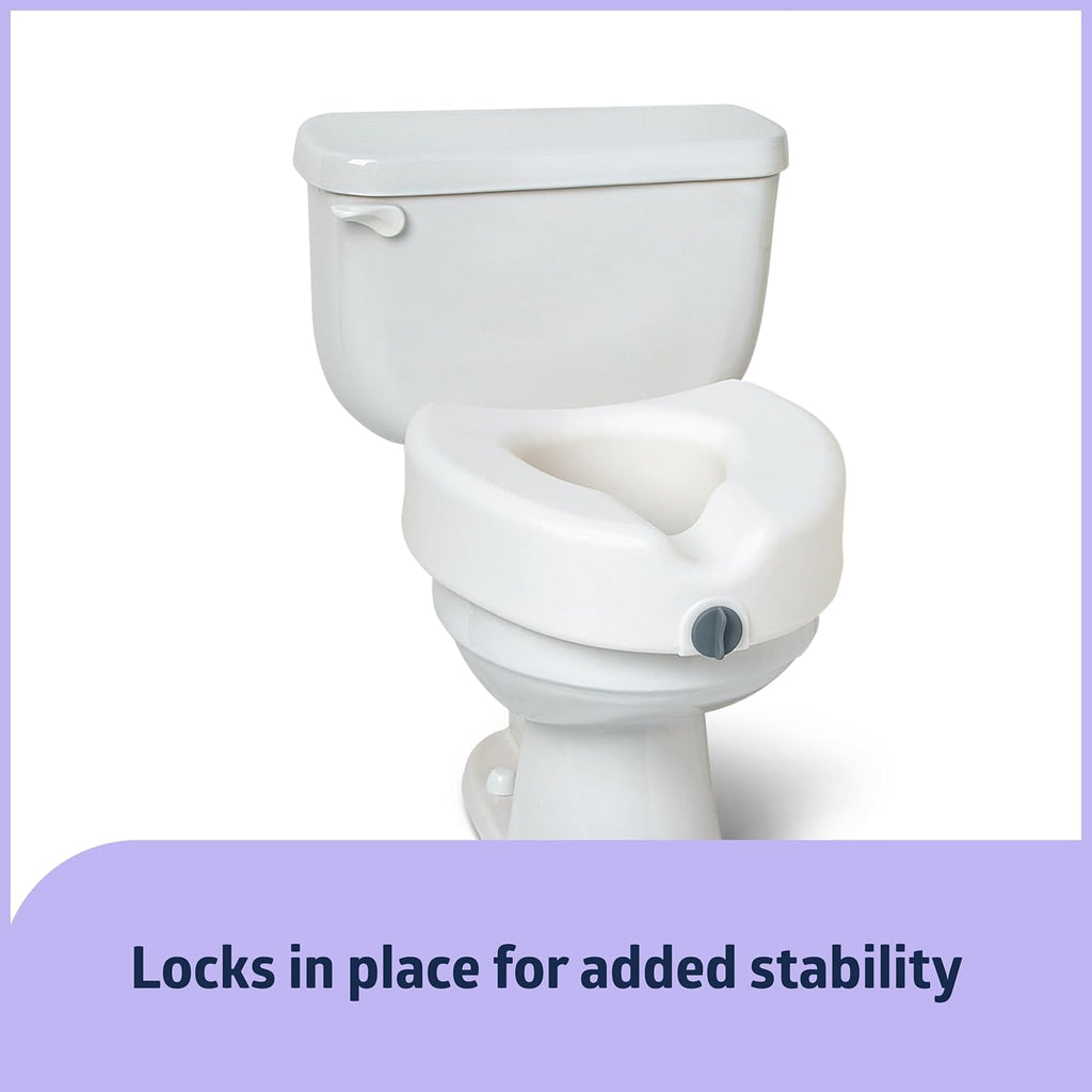 Medline 5 in Raised Toilet Seat with Lock, Armless, White, 400 lb Capacity

