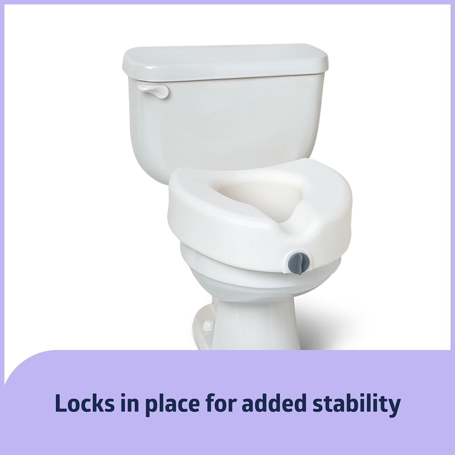 Medline 5 in Raised Toilet Seat with Lock, Armless, White, 400 lb Capacity

