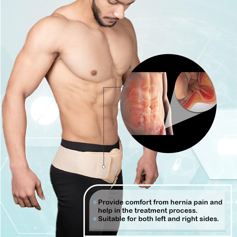 Wonder Care Hernia Support Belt for Men with Removable Groin Compression Pads

