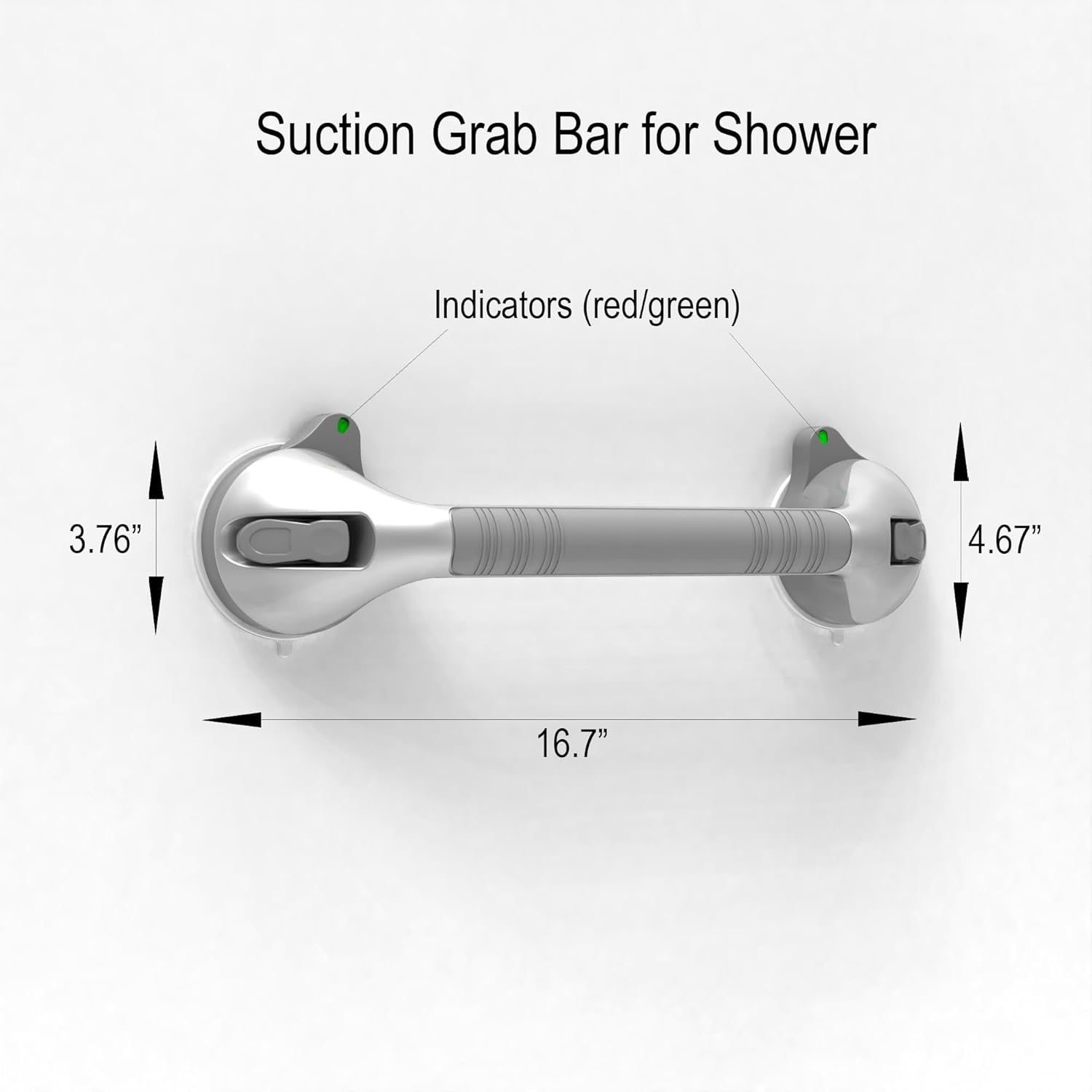 Suction Shower Grab Bar with Indicators, Tool-Free Installation, Balance Assist Handle

