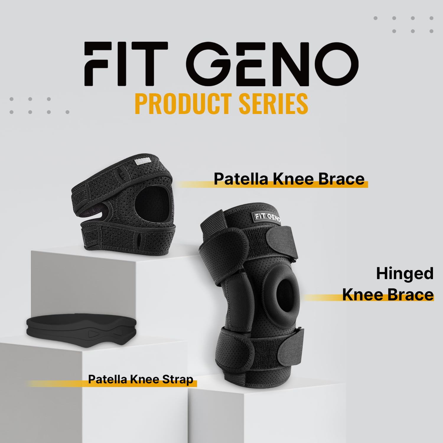 Fit Geno Patellar Tendon Support Knee Brace Strap, Adjustable Patella Band, 2 Pack

