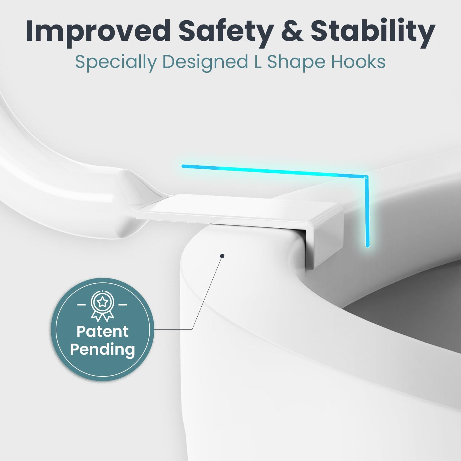 PELEGON Adjustable Toilet Safety Rails L-Shape Design, 250 lb Toilet Grab Bars


