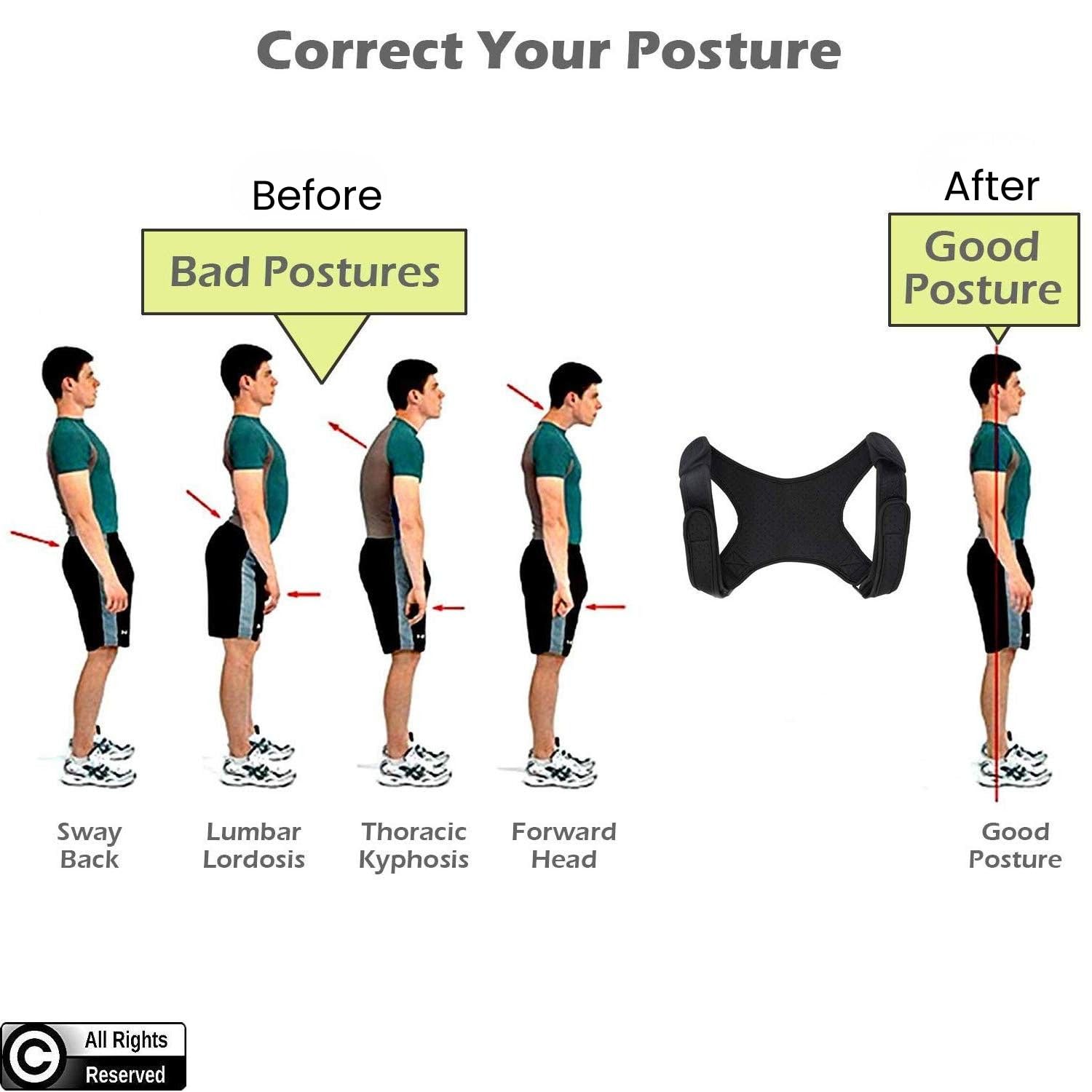 Adjustable Posture Corrector Brace for Men, Upper Back and Shoulder Support

