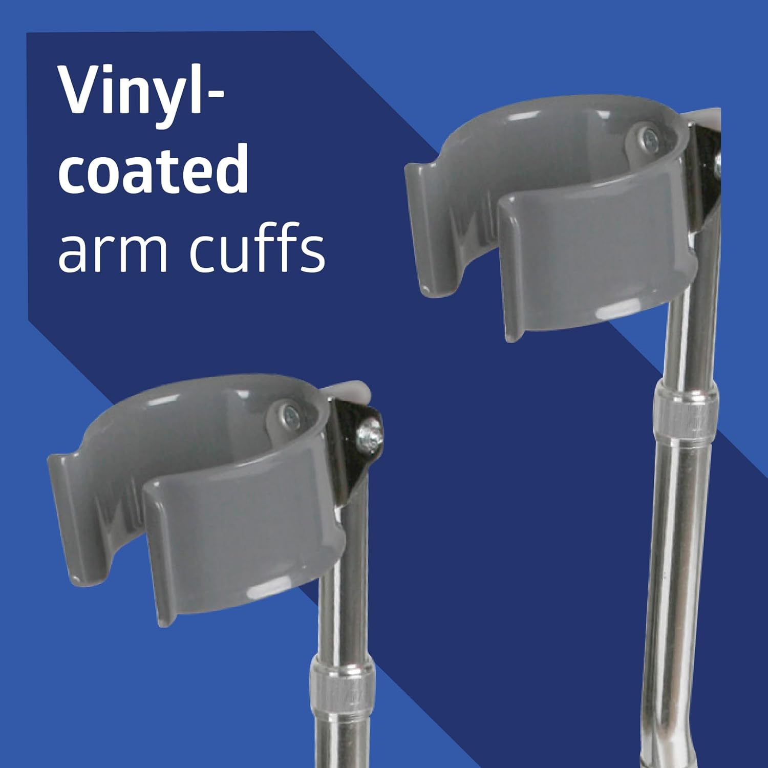 Medline Aluminum Forearm Crutches, Cuff 4 in, Non-Skid Tips, Pack of 2

