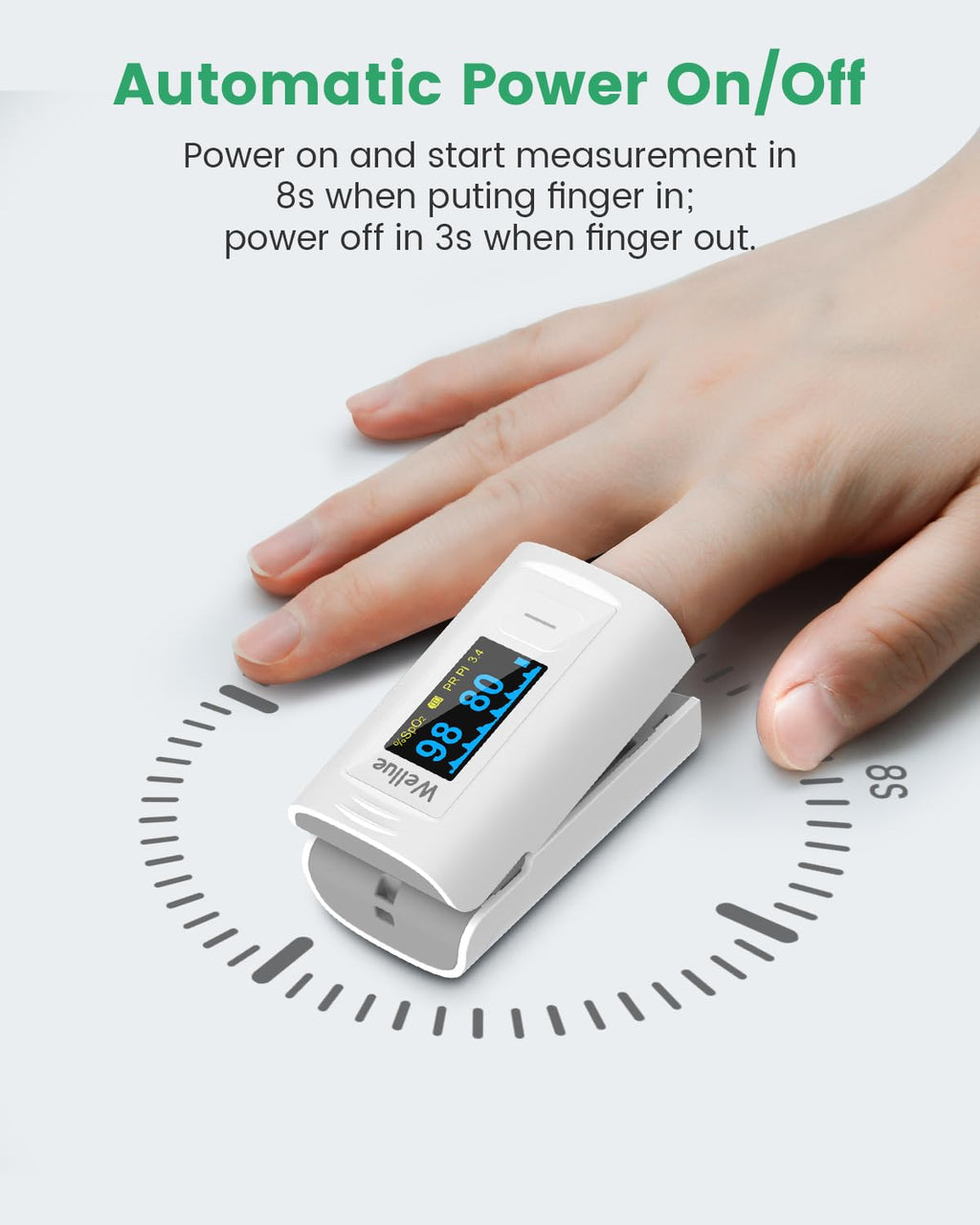 Wellue Bluetooth Fingertip Pulse Oximeter with OLED, Memory and App Connectivity

