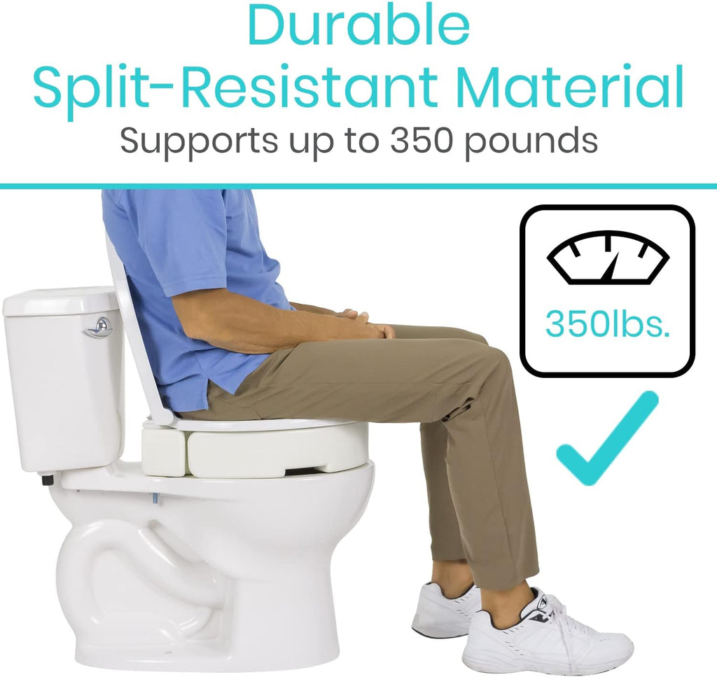 Vive Raised Toilet Seat Riser and Extender, Elevated Toilet Seat Booster for Adults

