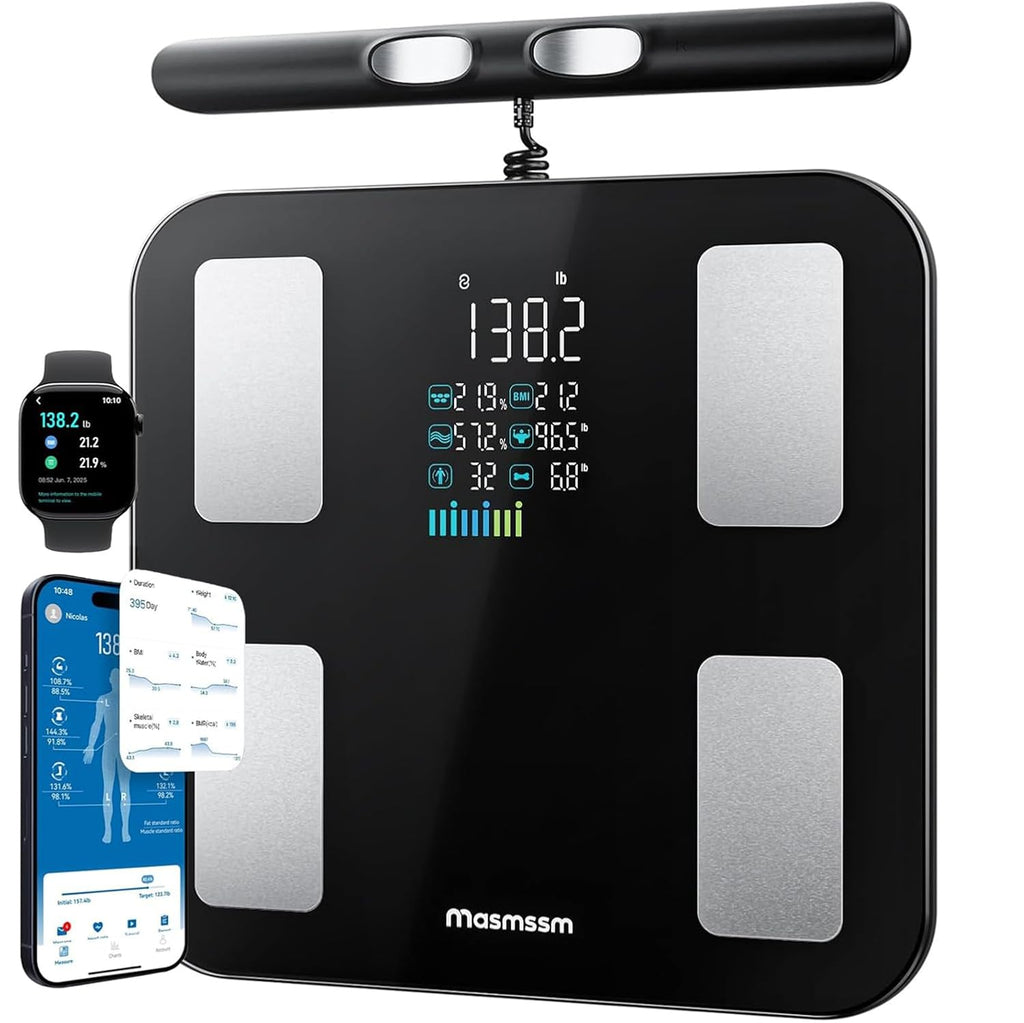 Smart Body Composition Scale with BMI, Body Fat, Muscle Mass and Water, 8-Electrode

