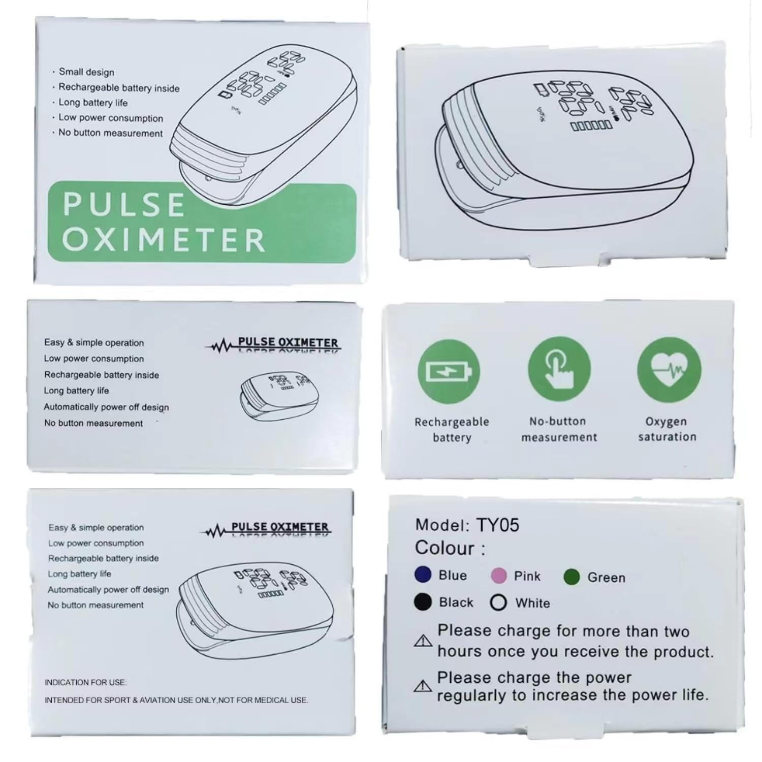 Rechargeable Fingertip Pulse Oximeter, SpO2 & Pulse Rate Monitor OLED for Sports


