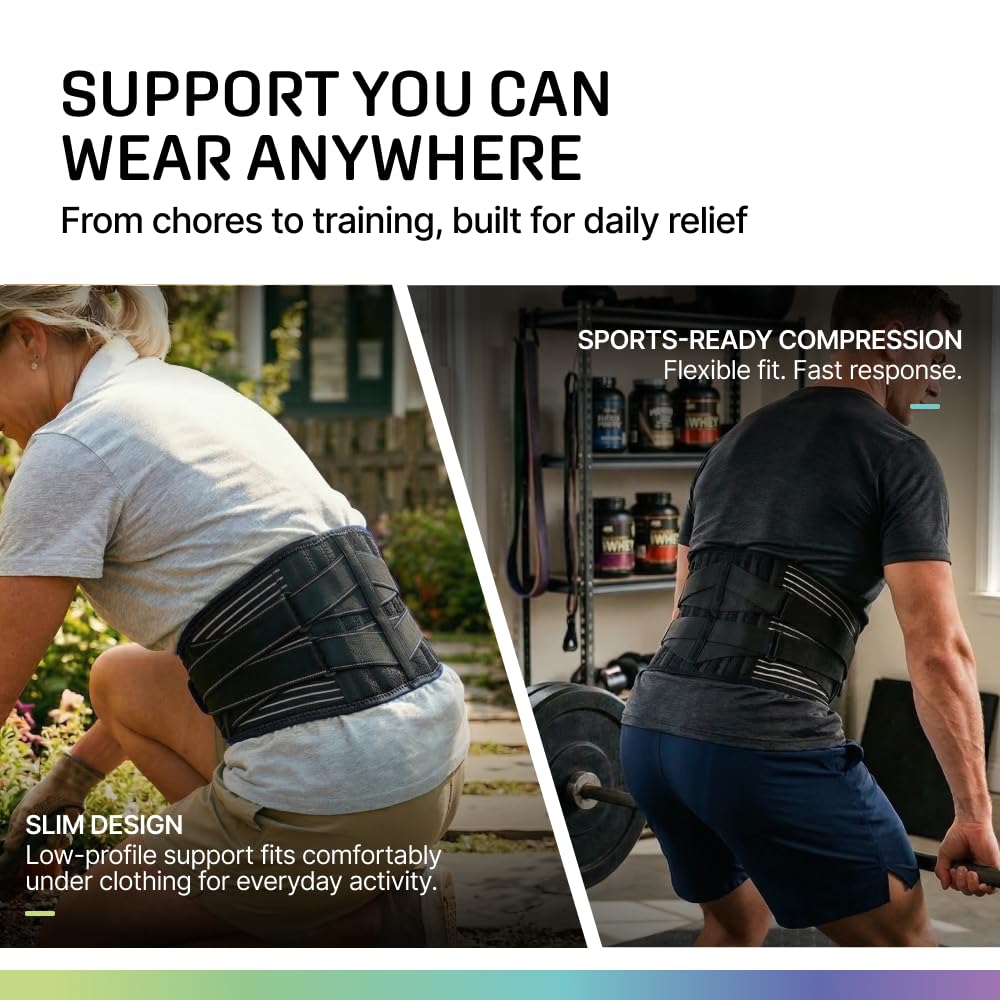 Modvel Lumbar Back Brace with 6 Stays Adjustable Breathable Mesh for Lower Back Pain

