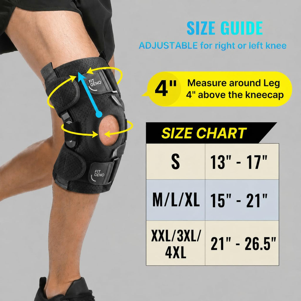 Fit Geno ReActive+ Hinged Knee Brace with Side Stabilizers and Removable Metal Hinges

