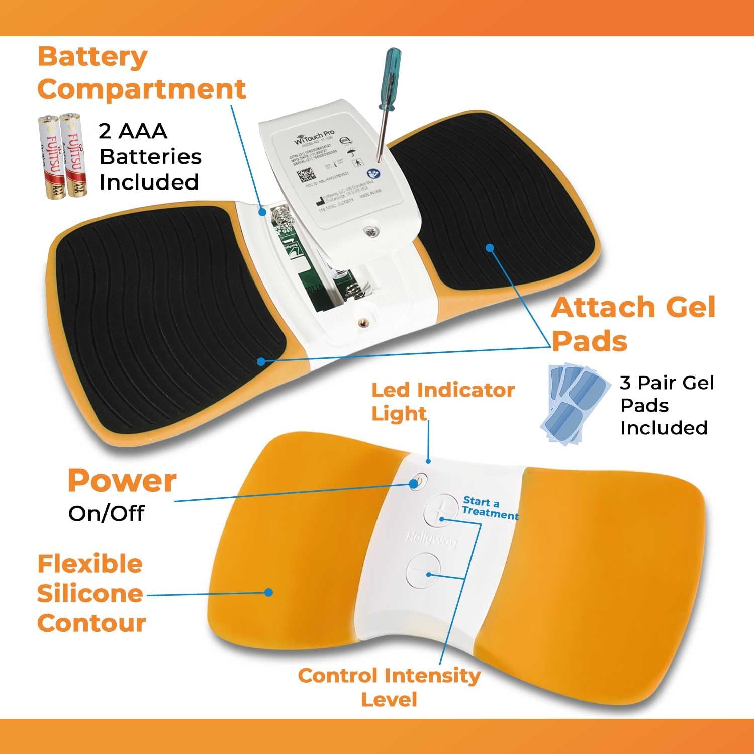 WiTouch Pro Wireless TENS Unit for Back Pain Relief, Wearable Muscle Stimulator

