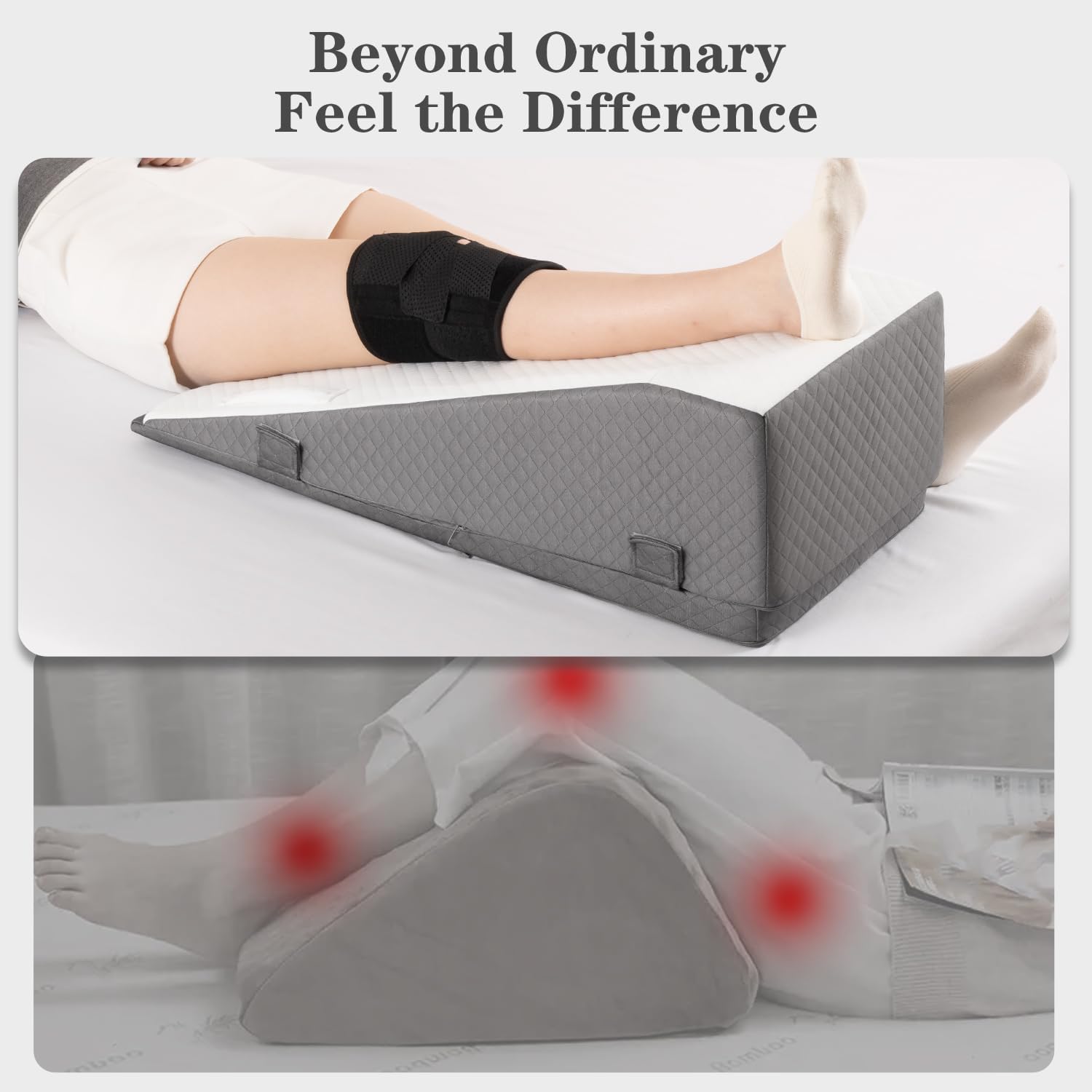 Hapiclody Leg Elevation Wedge Pillow for After Surgery, Knee Replacement Recovery Support

