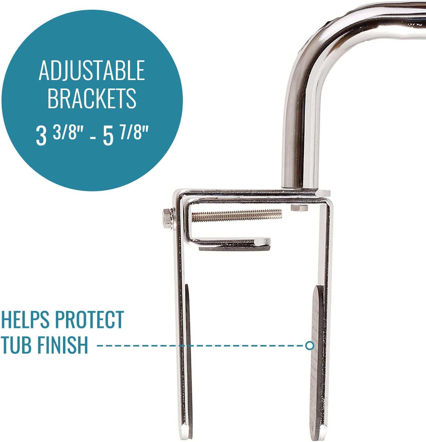 DMI Chrome Plated Adjustable Grab Bar for Bathtub and Shower, Rust-Resistant, 250 lb

