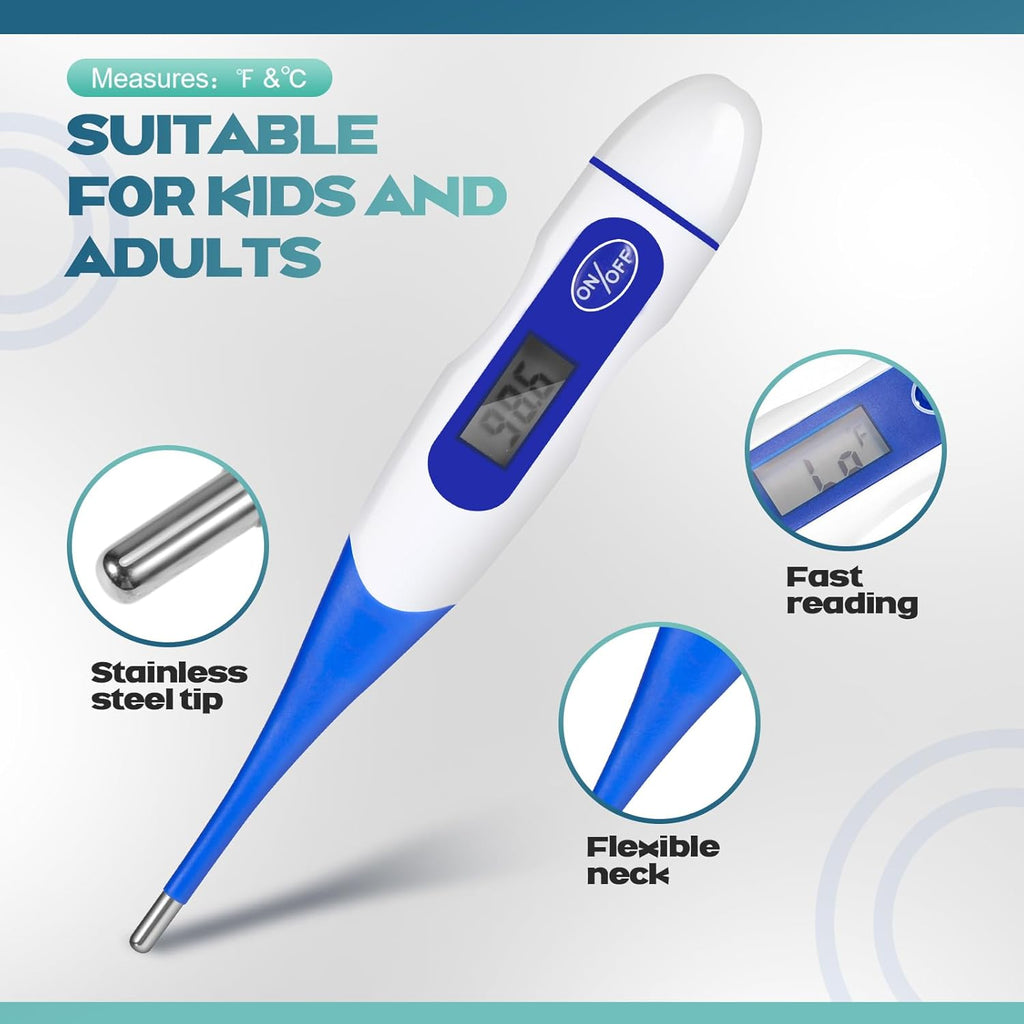 TrelaCo Digital Oral Thermometer for Adults, Flexible Tip Fever Basal Body

