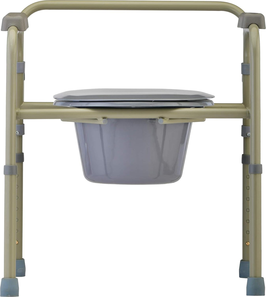NOVA Medical Folding Commode Over Toilet and Bedside, With Splash Guard and Bucket

