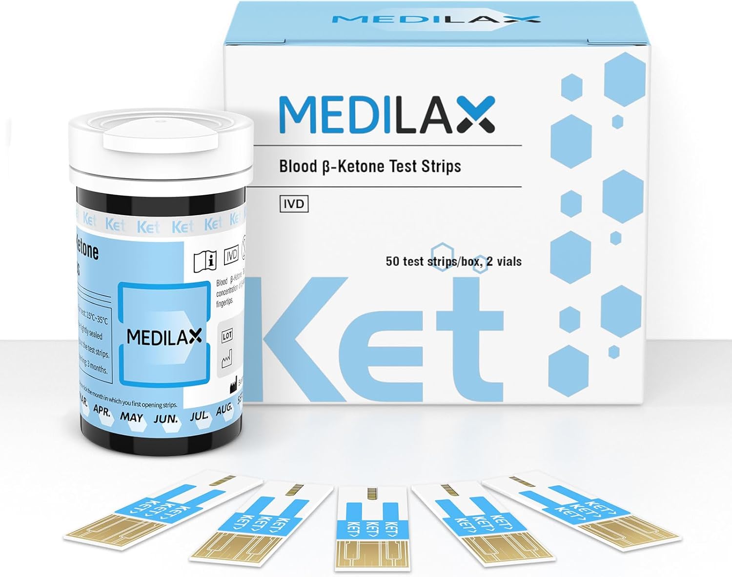 Medilax Blood Ketone Test Strips for Blood Ketone Monitoring

