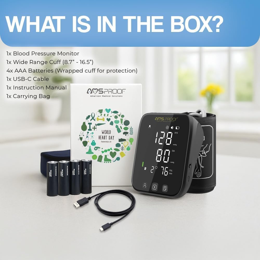 Blood Pressure Monitor for Home Use Upper Arm BP Machine with Dual-User Memory, XL Cuff

