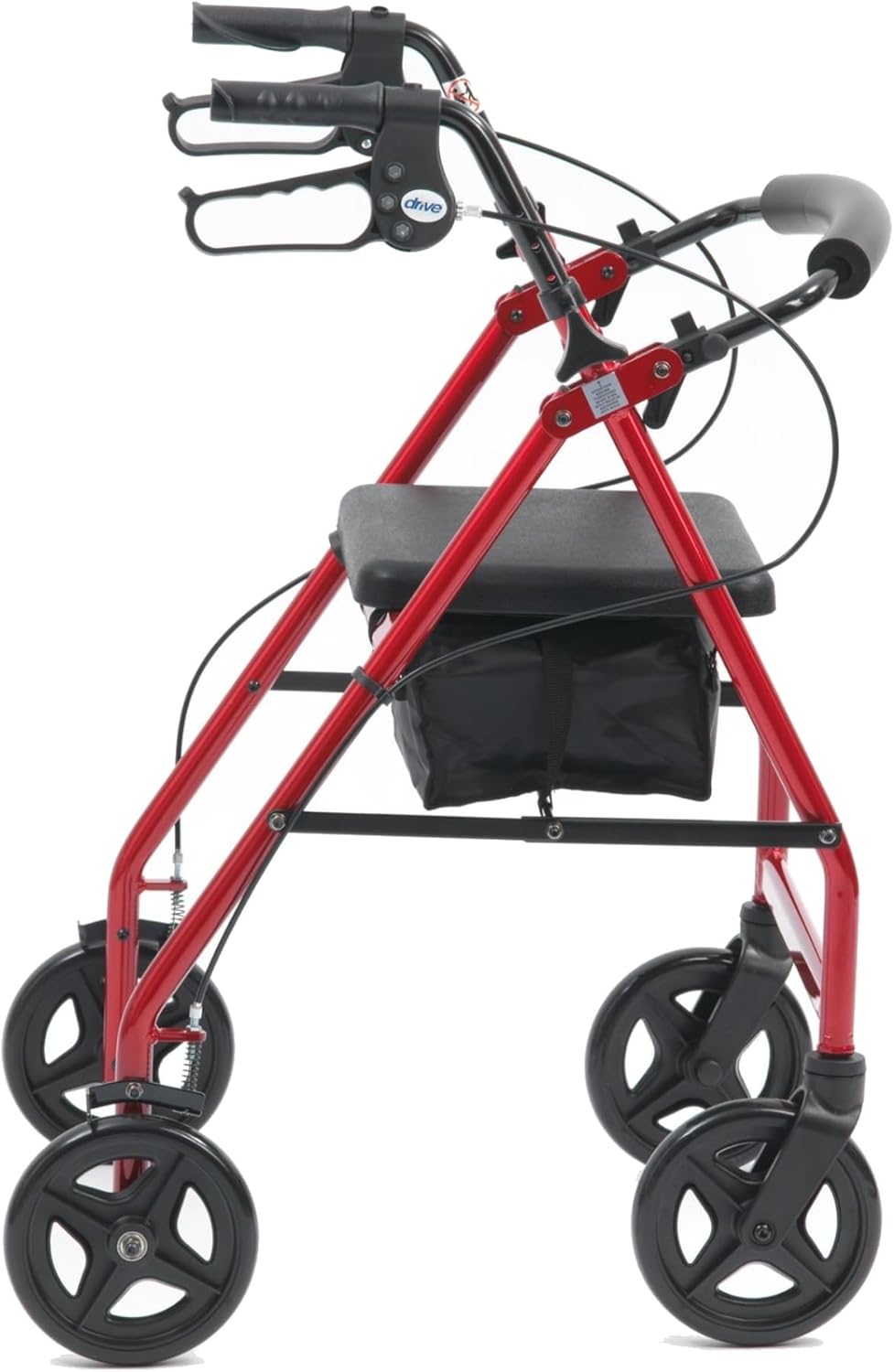 Drive Medical Aluminum Rollator Walker with Fold-Up Seat and Padded Back Support

