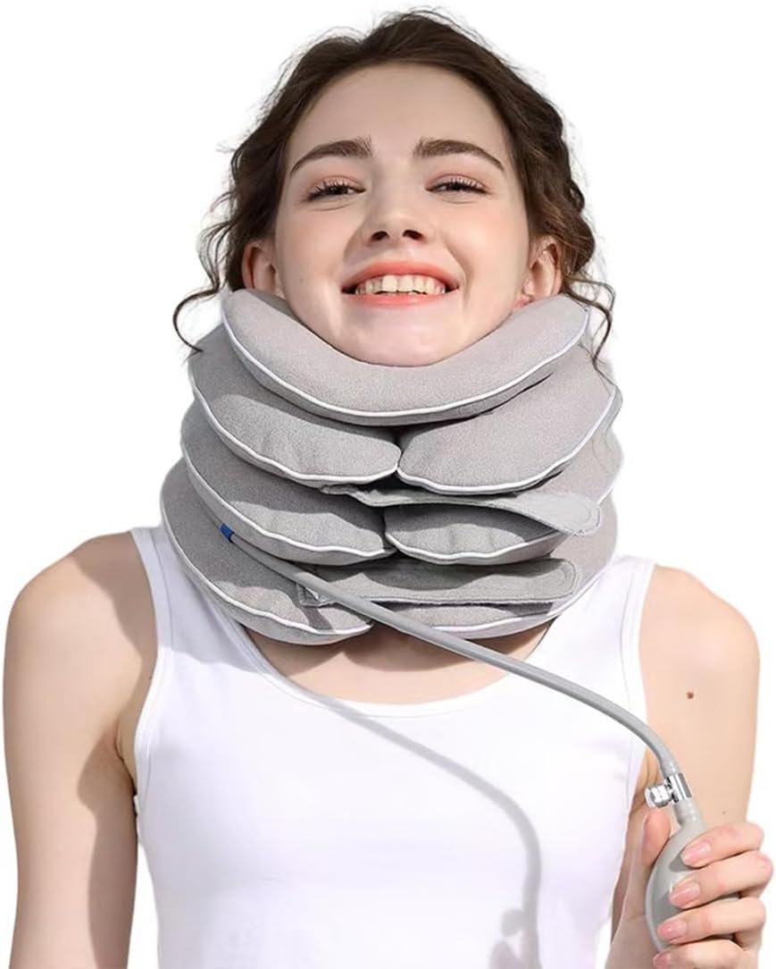 Adjustable Inflatable Neck Traction Device with Neck Brace for Cervical Relief


