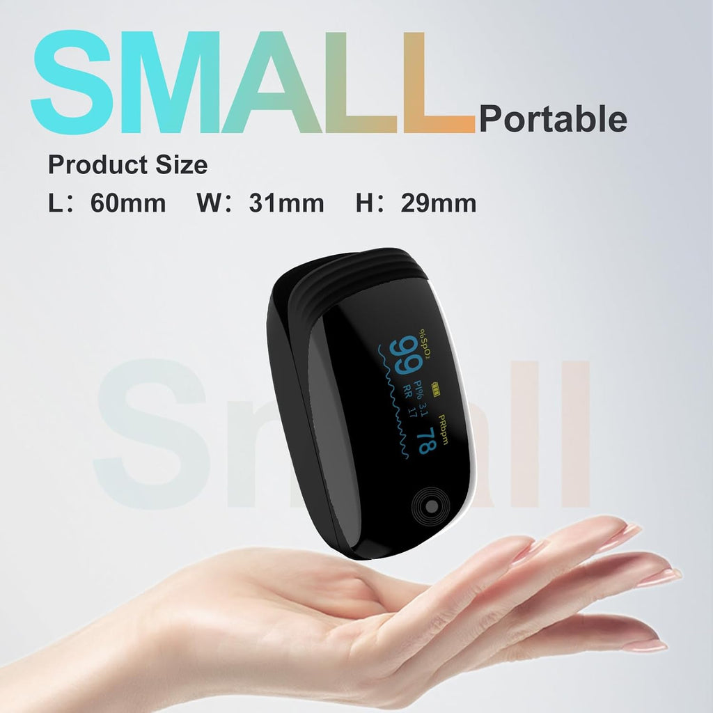 Fingertip Pulse Oximeter with Respiration Rate, OLED Display, Heart Rate, PI & RR

