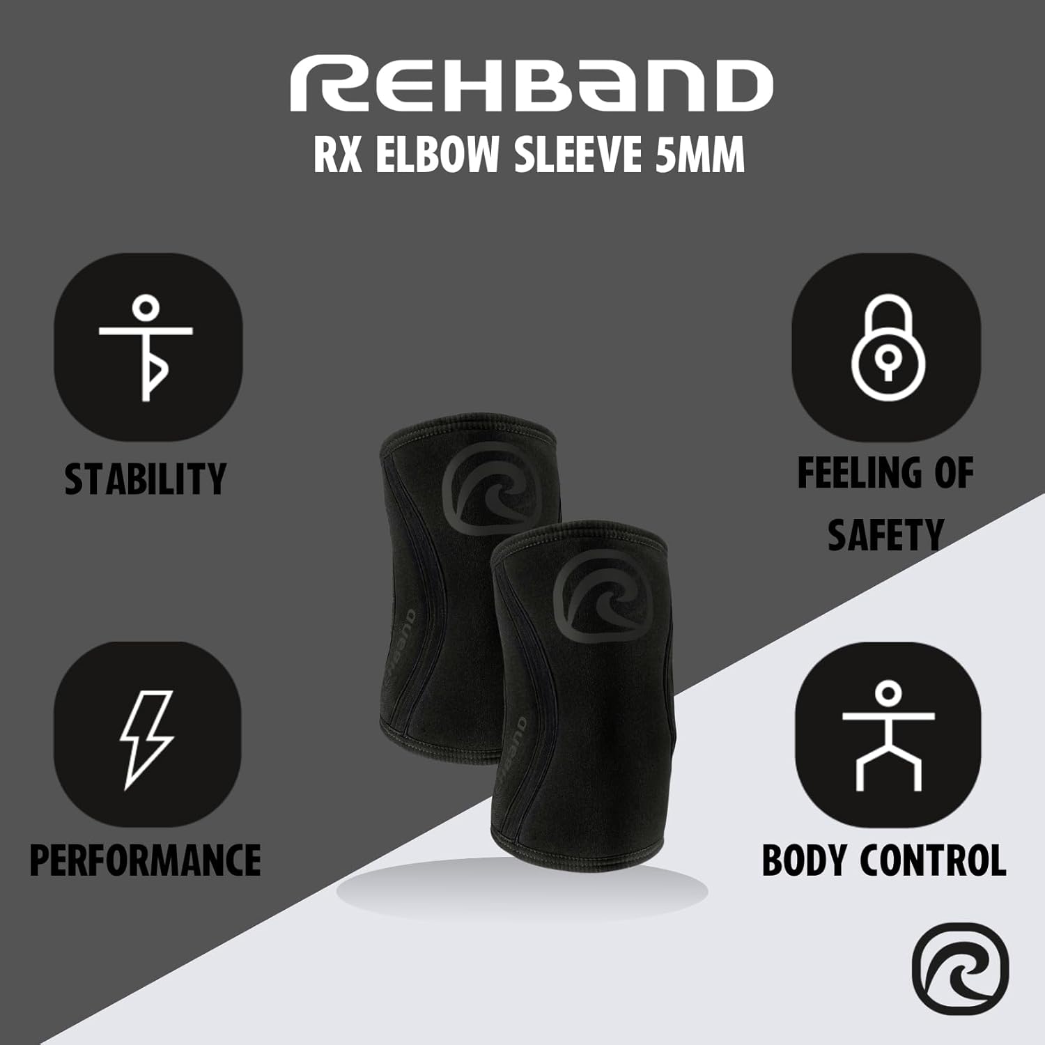 Rehband Elbow Compression Sleeve 5mm Neoprene Elbow Support for Weightlifting

