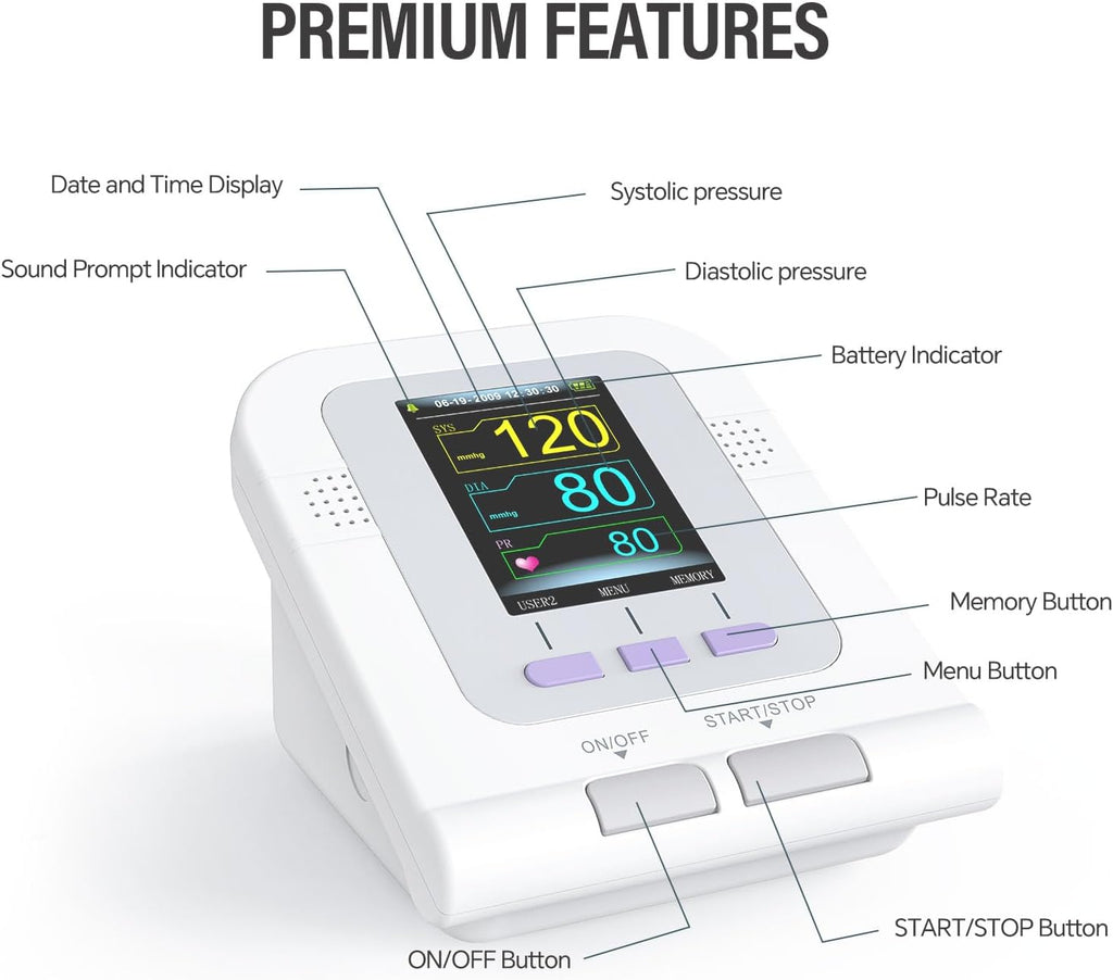 CONTEC Fully Automatic Upper Arm Blood Pressure Monitor, Electronic Sphygmomanometer

