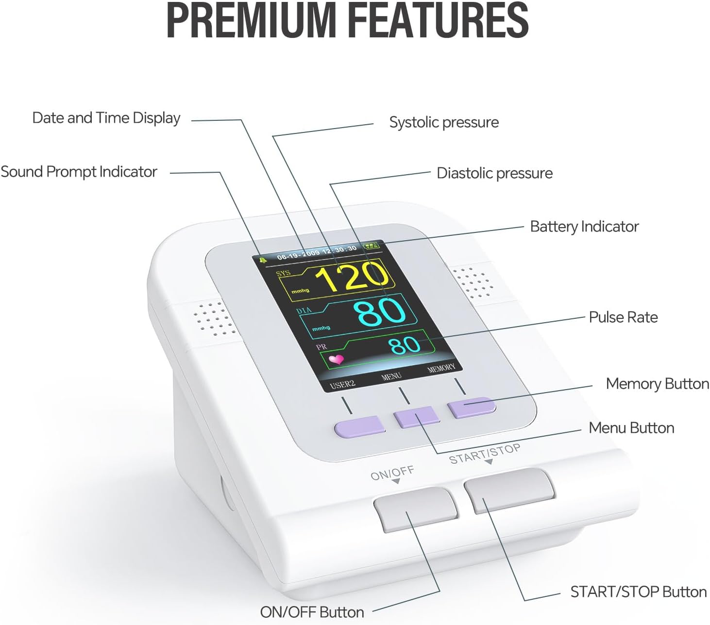 CONTEC Fully Automatic Upper Arm Blood Pressure Monitor, Electronic Sphygmomanometer

