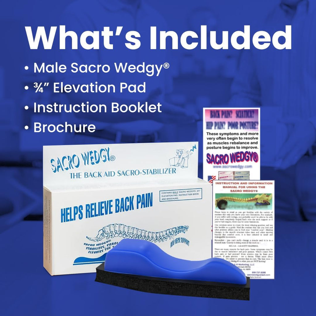Sacro Wedgy Male Sacrum Support Wedge with Elevation Pad and Instructions

