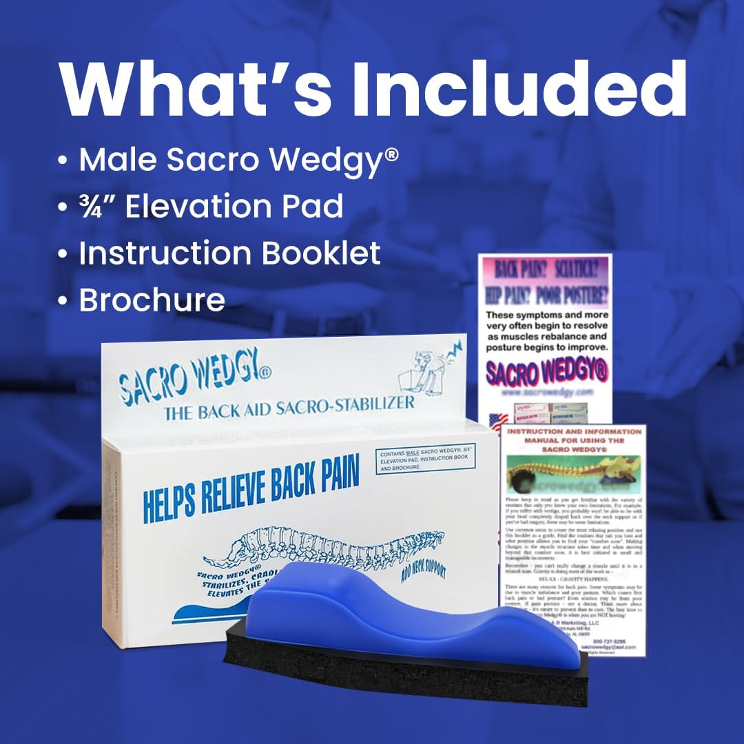 Sacro Wedgy Male Sacrum Support Wedge with Elevation Pad and Instructions

