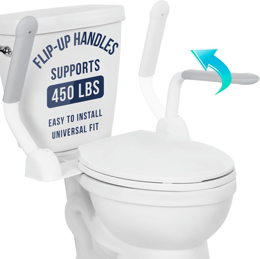Vive Toilet Safety Rail with Flip-Up Handles, 450 lb Capacity Grab Bar Riser

