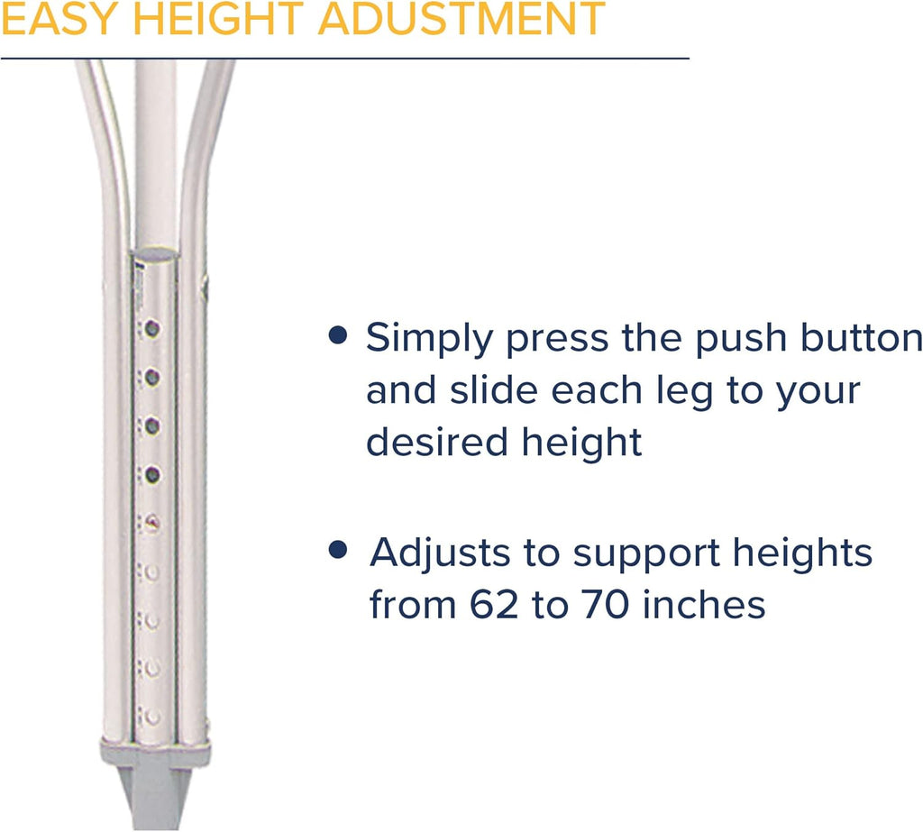 Hugo Mobility Adjustable Crutches for Walking, Lightweight Support with Underarm Pads

