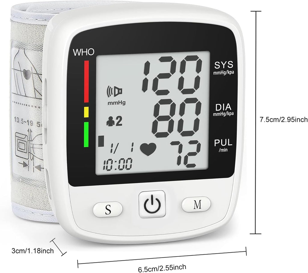 Digital Wrist Blood Pressure Monitor, Automatic Cuff with Voice, 180 Memory

