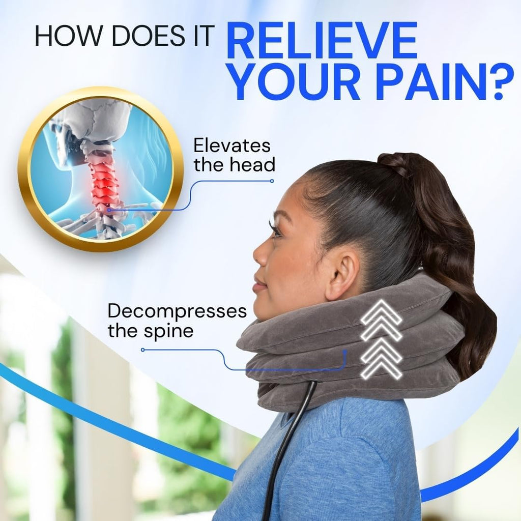 EverRelief Cervical Traction Device Inflatable Adjustable Neck Stretcher Pillow

