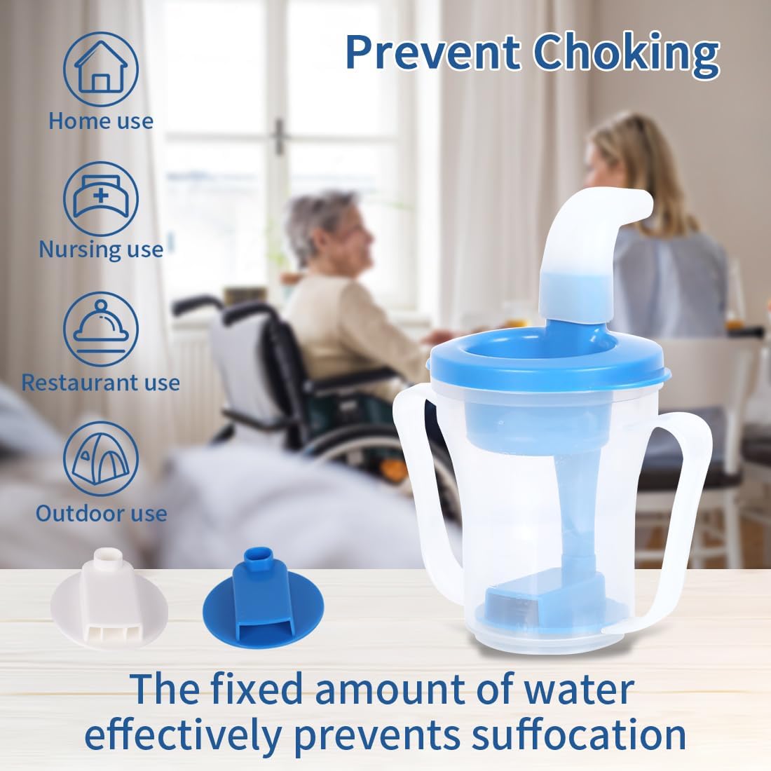 Ehucon Dysphagia Limited Flow Drinking Cup with Lid Slot, 5cc/10cc Inserts

