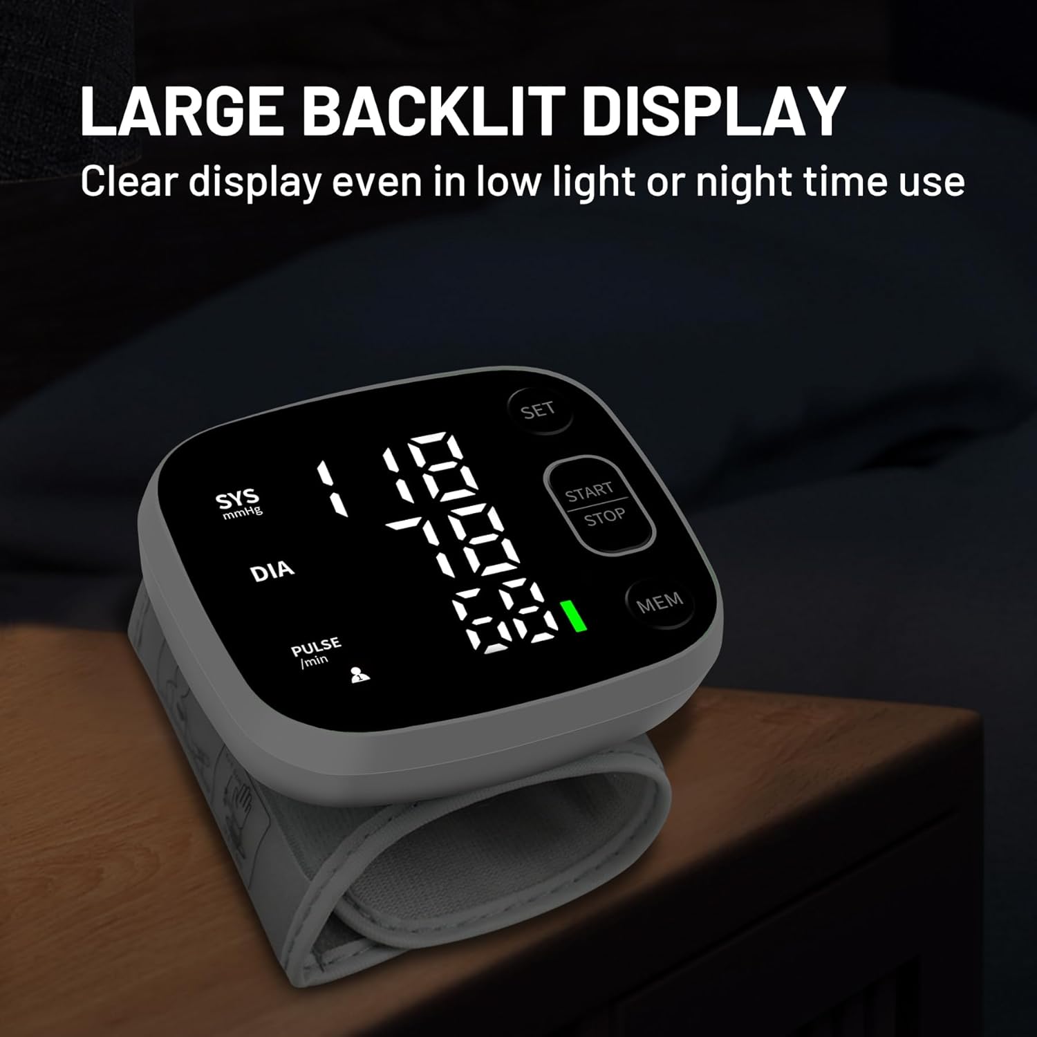 Rechargeable Wrist Blood Pressure Monitor for Home Use, Adjustable Cuff, Voice, 2 Users

