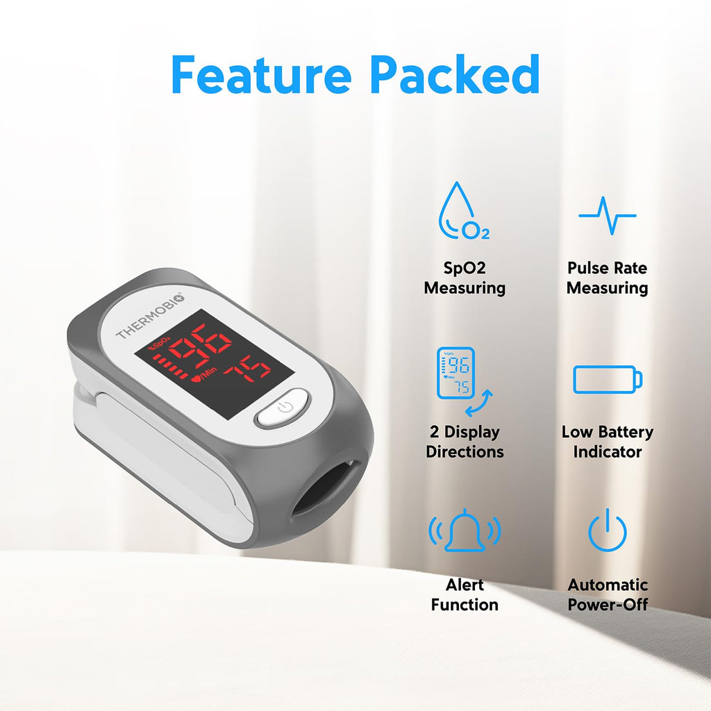 ThermoBio Fingertip Pulse Oximeter SpO2 Monitor with Clear OLED Display

