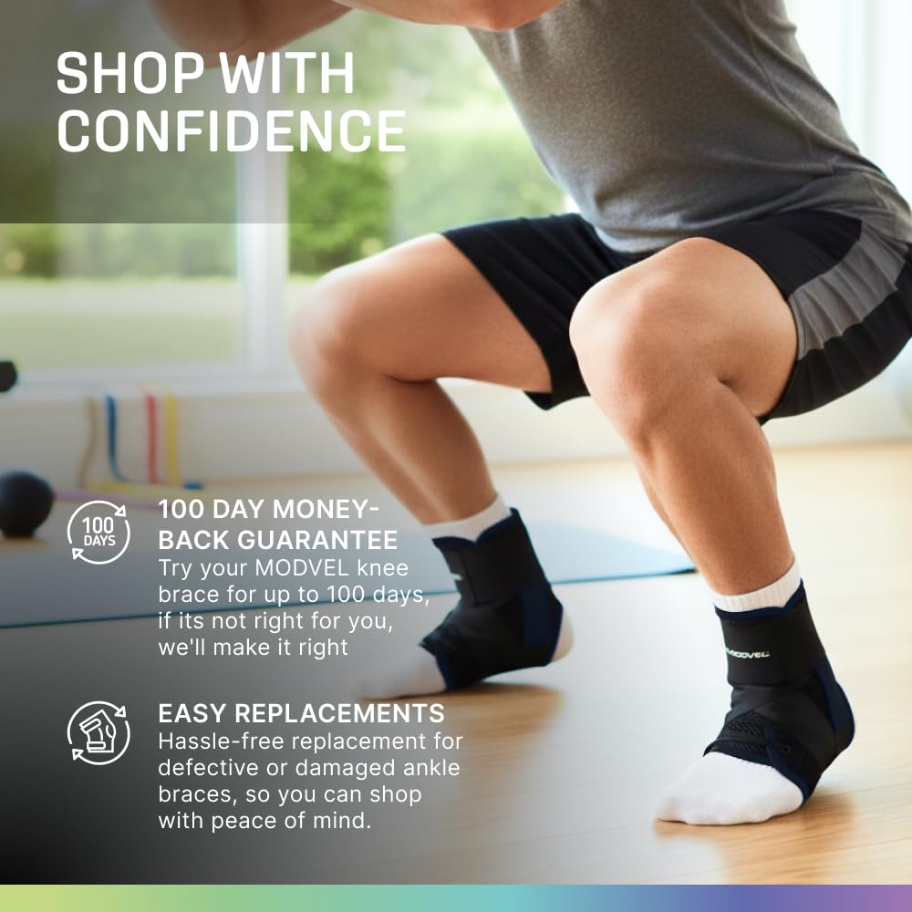Modvel Slim Lace-Up Figure 8 Ankle Brace, Adjustable Ankle Support Wrap

