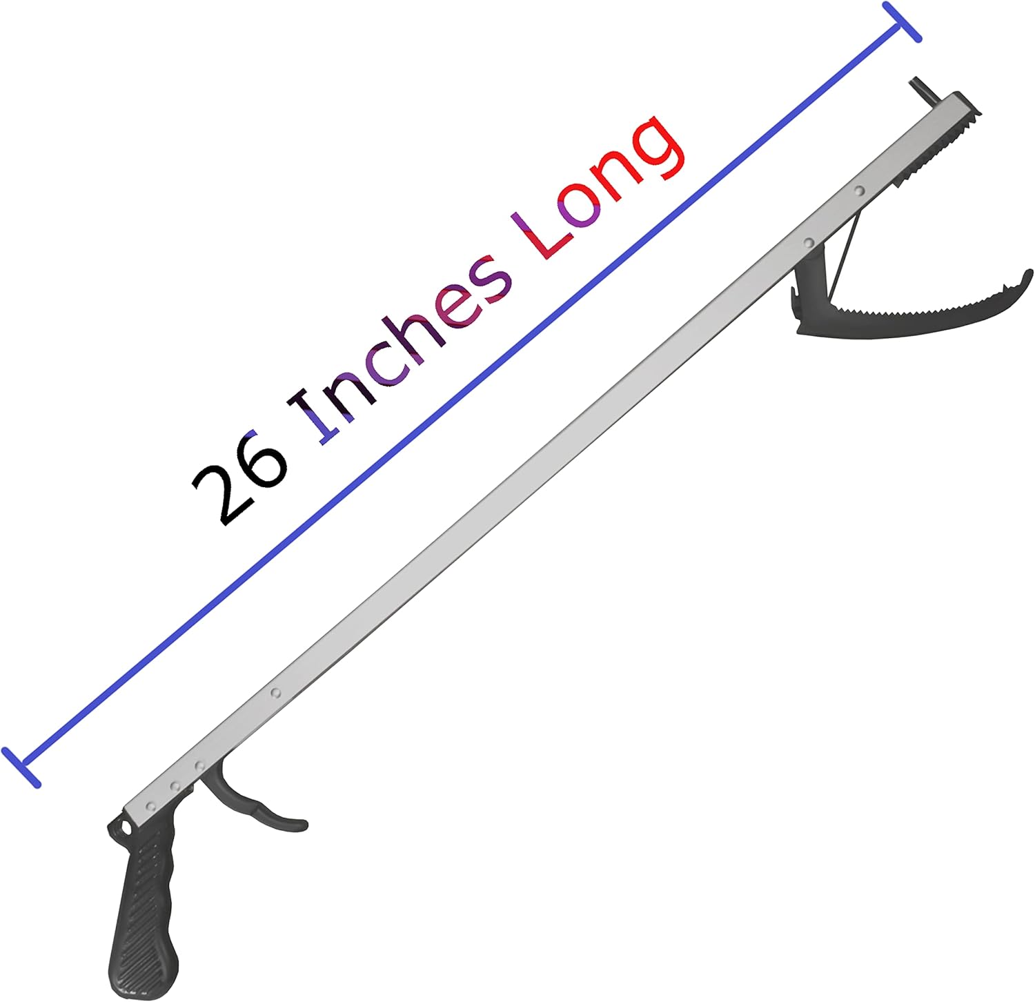 Rehabilitation Advantage Aluminum Reacher Grabber, Magnetic Tip, Rubber Jaws, 26 in

