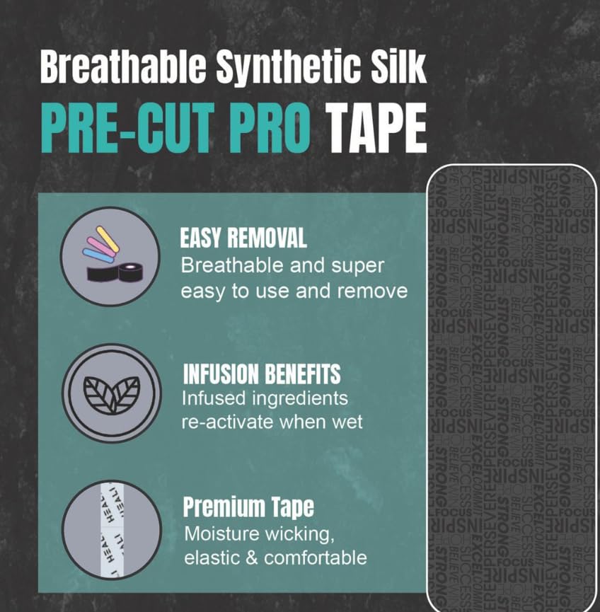 Heali Kinesiology Tape with Magnesium and Menthol, Precut Muscle & Joint Relief, 20

