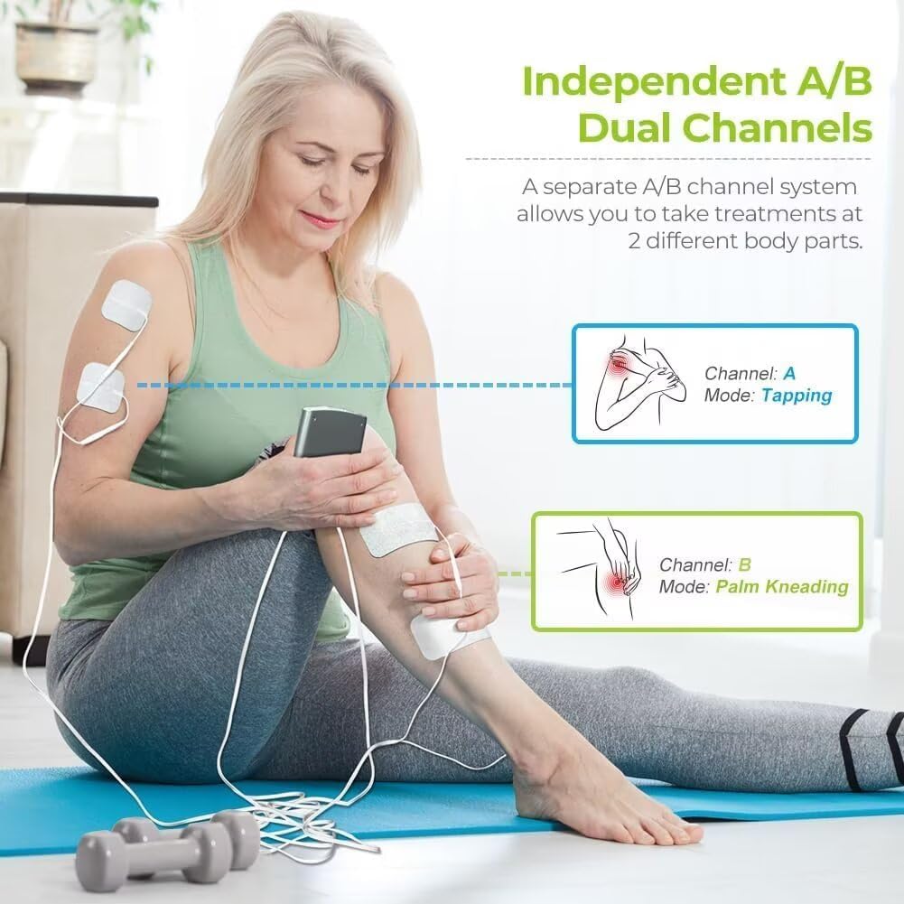 AUVON Dual Channel TENS Muscle Stimulator with 20 Modes and Electrode Pads

