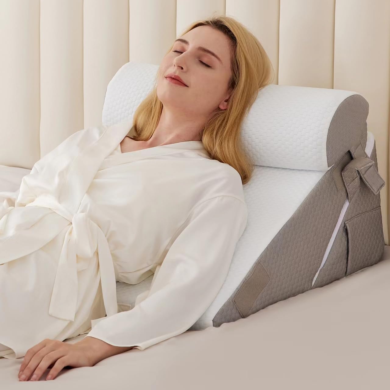 BIEEZZK Incline Bed Cushion Set for Acid Reflux, Neck and Back Memory Foam

