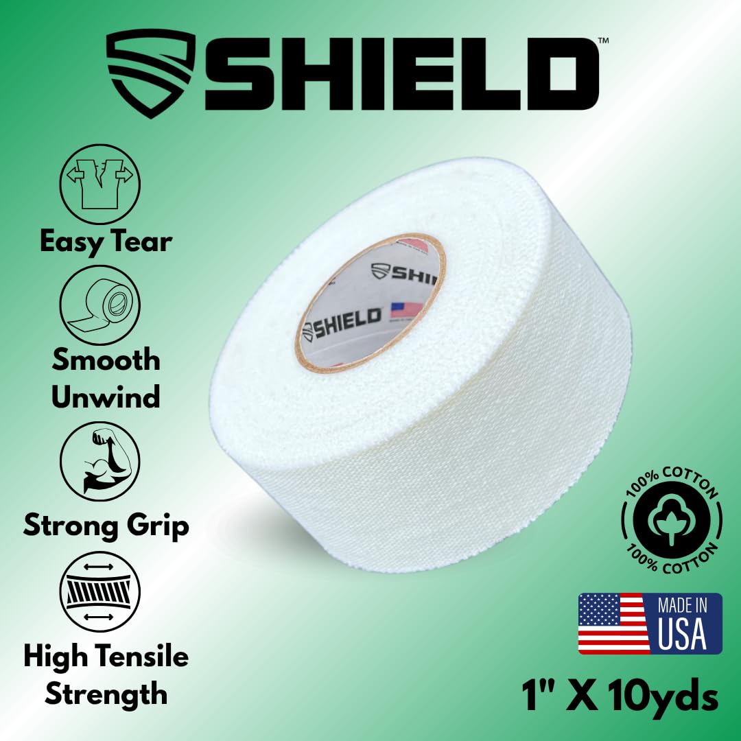 SHIELD Athletic Tape Precision Cotton, Strong Adhesive, No-Residue, 12 Pack

