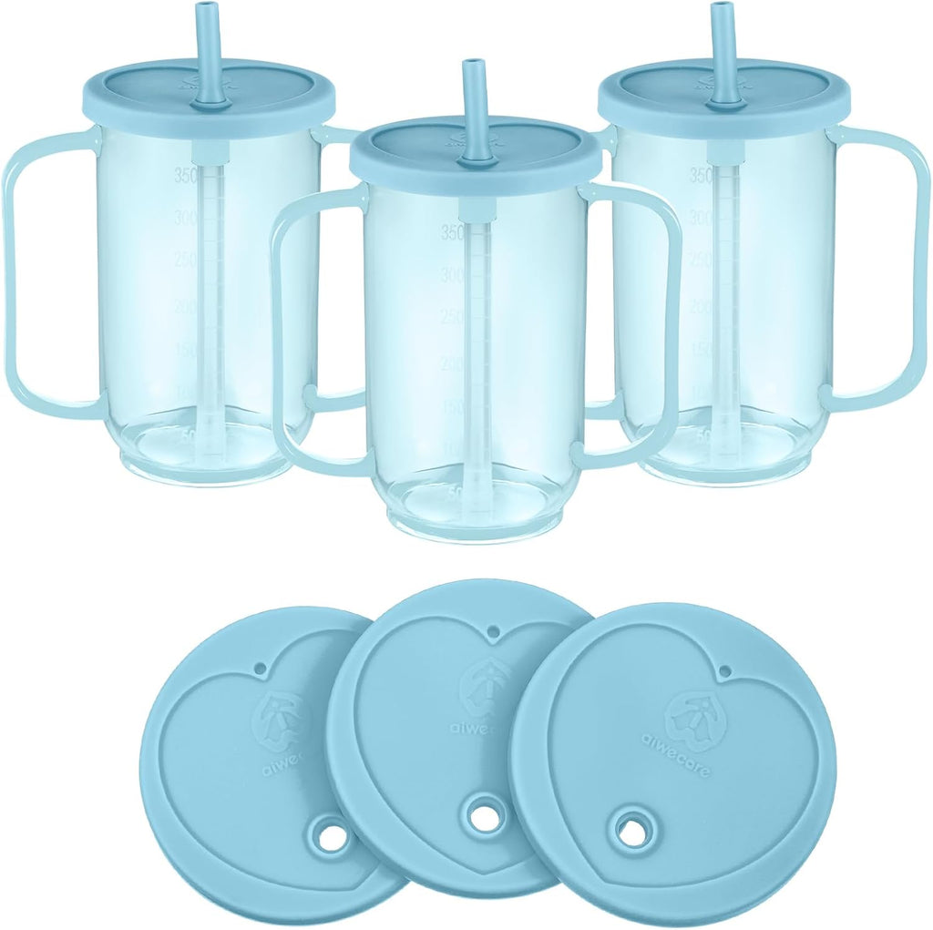 Sliner Adult Straw Sippy Cup with Handles, No-Spill, 12 oz for Dysphagia

