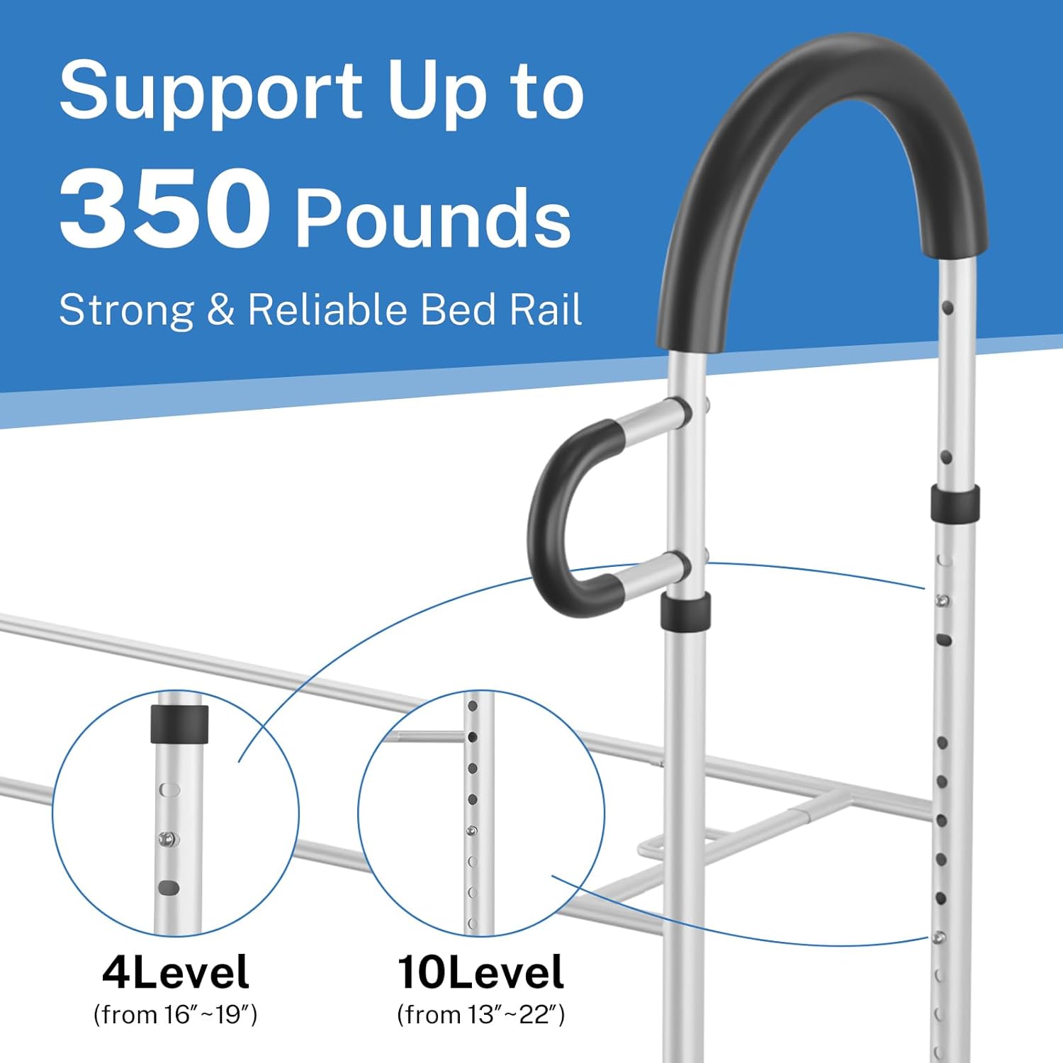 WISDEER Bed Rails for Seniors Dual Handle Bed Assist Grab Bars with Storage Pouch

