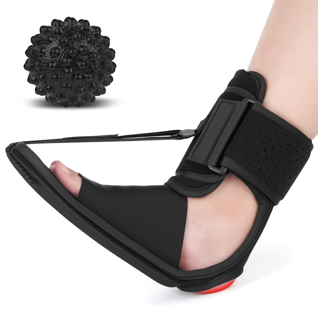 Plantar Fasciitis Night Splint with Massage Ball, Adjustable Stretch Brace

