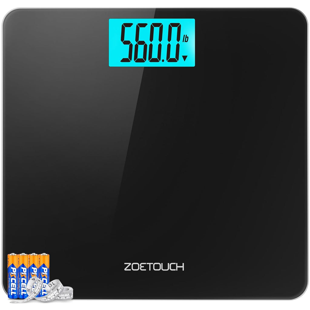 ZOETOUCH 560 lb Digital Bathroom Scale with Wide Tempered Glass Platform

