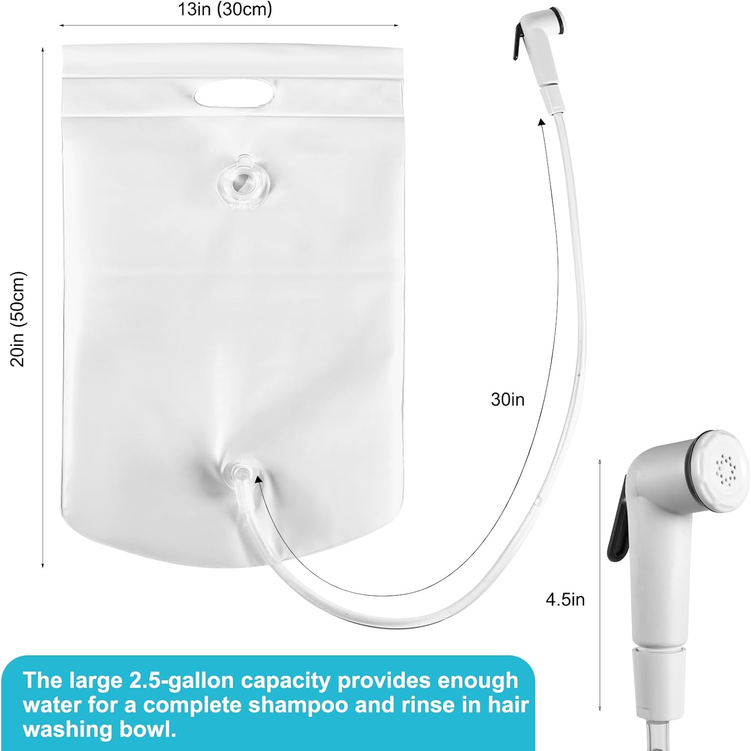 Inflatable Shampoo Basin Portable Shower Bag for Hair Washing, Bedside Detox Tub

